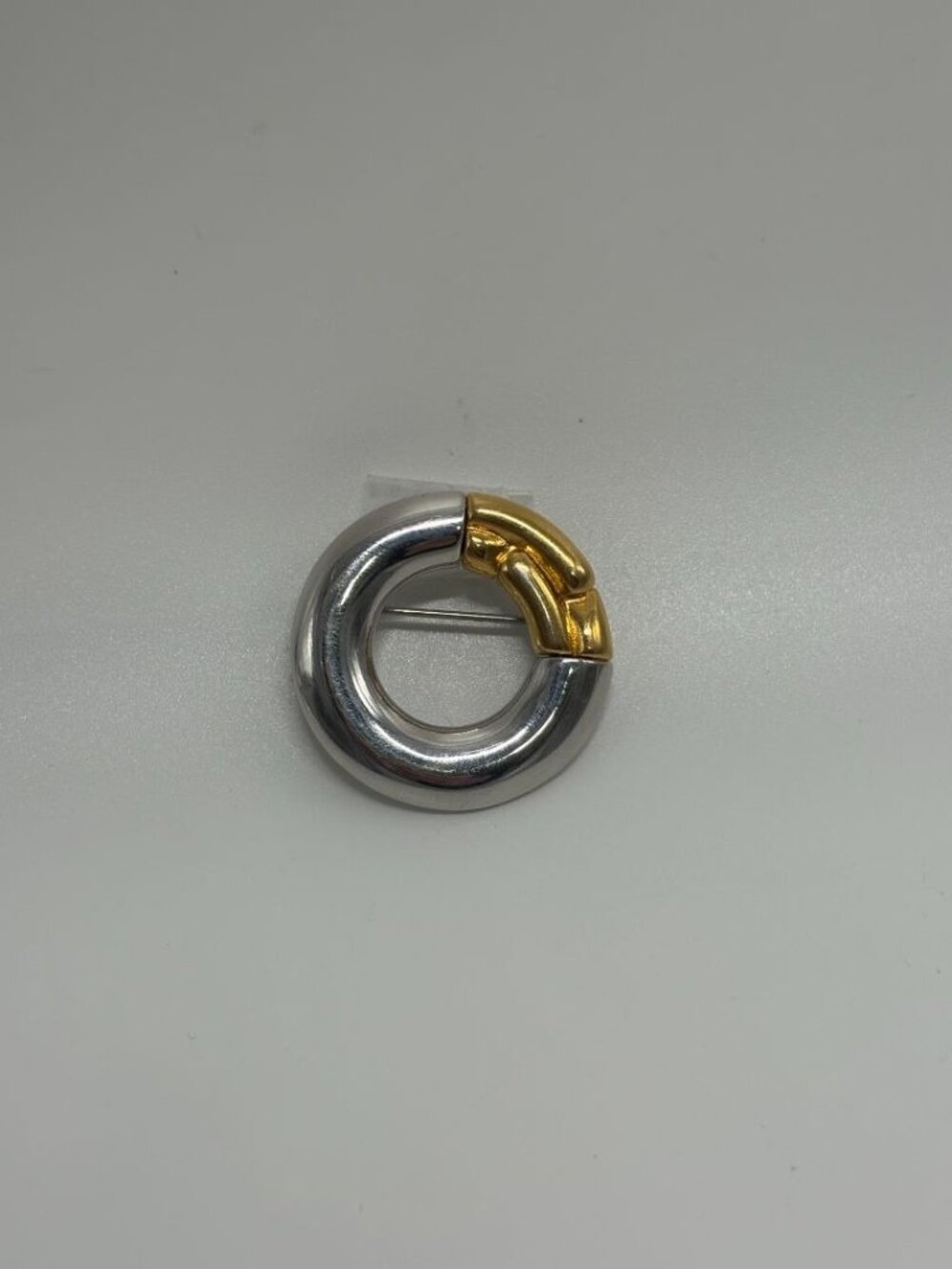Monet Gold/Silver Vintage 1980s Chunky Circular Brooch Pin